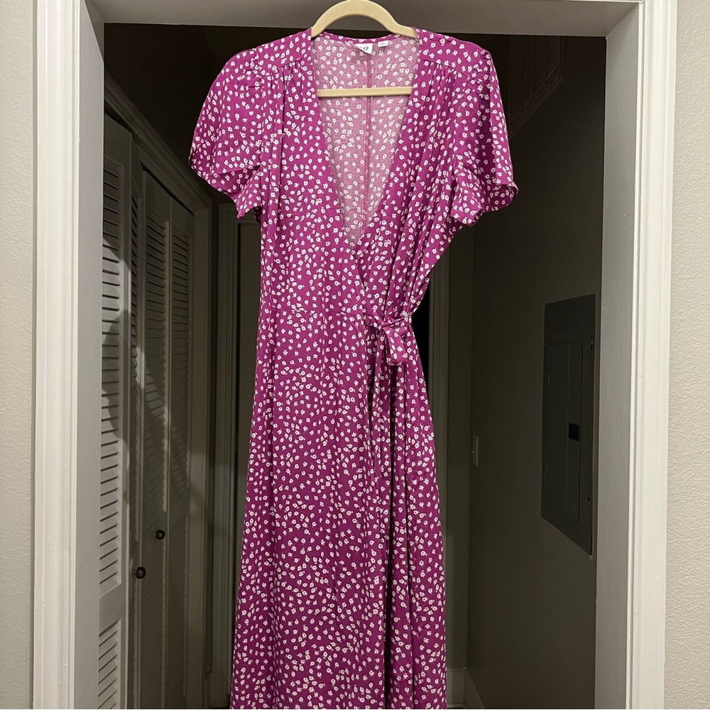 GAP Pink Floral Wrap Dress